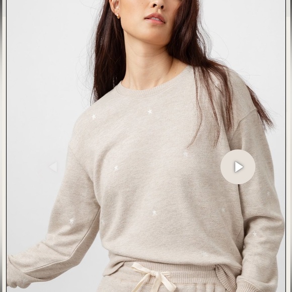 Rails Tops - Rails Ramona Sweatshirt in Heather Brown with Embroidered Stars Cozy Lounge Sz M
